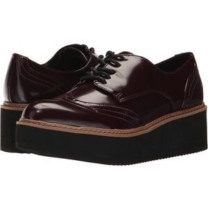 Steve Madden Lydia Burgandy High-shine Lace up Platform Oxfords W7.5
